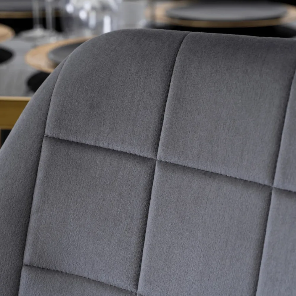 Krzesła Tapicerowane|Krzesła>MEBEL ELITE Krzesło do jadalni tapicerowane welurowe szare INARI