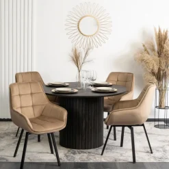 Krzesła Tapicerowane|Krzesła>MEBEL ELITE Krzesło obrotowe do salonu welurowe LUMA owe beż