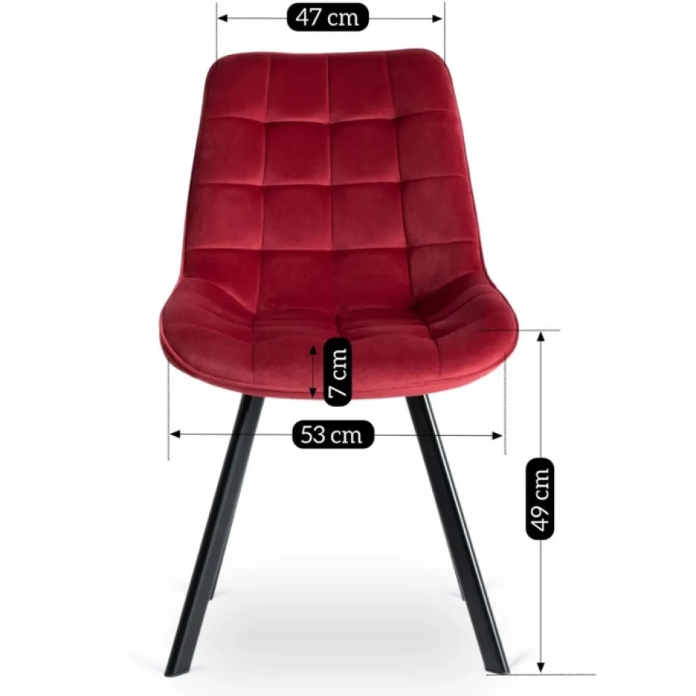 Krzesła Tapicerowane|Krzesła>MEBEL ELITE Krzesło tapicerowane do jadalni bordowe welurowe RILLO Czerwienie i bordo