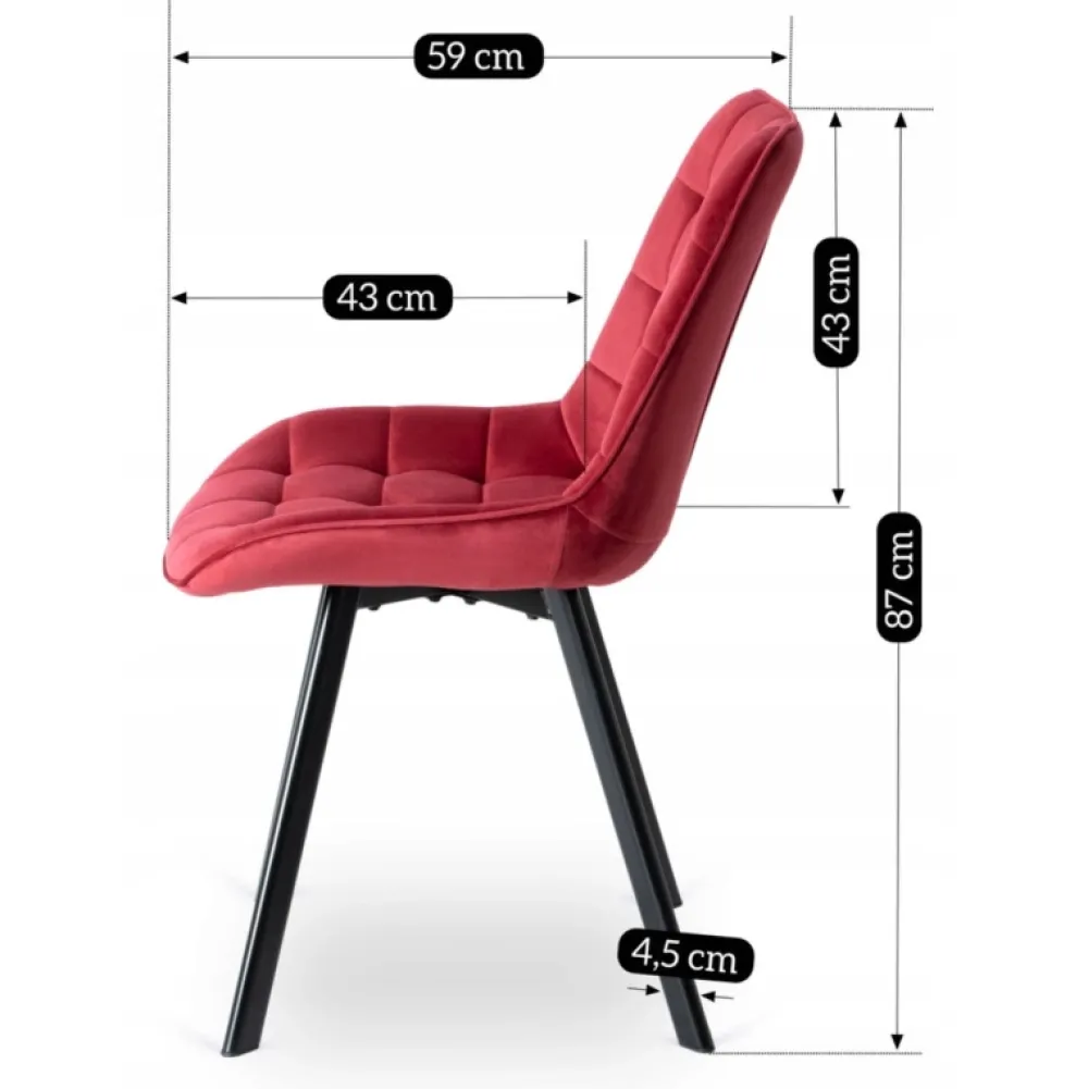 Krzesła Tapicerowane|Krzesła>MEBEL ELITE Krzesło tapicerowane do jadalni bordowe welurowe RILLO Czerwienie i bordo