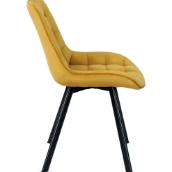 Krzesła Tapicerowane></noscript>MEBEL ELITE Krzesło tapicerowane do jadalni welurowe musztardowe RILLO Żółty i pomarańczowy