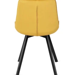 Krzesła Tapicerowane></noscript>MEBEL ELITE Krzesło tapicerowane do jadalni welurowe musztardowe RILLO Żółty i pomarańczowy