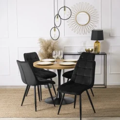 Krzesła Tapicerowane|Krzesła>MEBEL ELITE Krzesło tapicerowane do jadalni welurowe czarne RITO