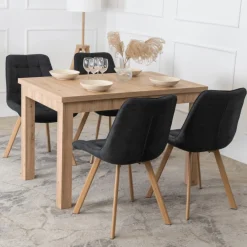 Krzesła Tapicerowane|Krzesła>MEBEL ELITE Krzesło tapicerowane do jadalni pikowane czarne KAMIA