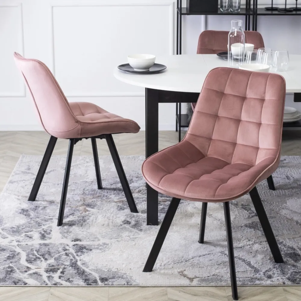 Krzesła Tapicerowane|Krzesła>MEBEL ELITE Krzesło tapicerowane do jadalni welurowe różowe RILLO różowy