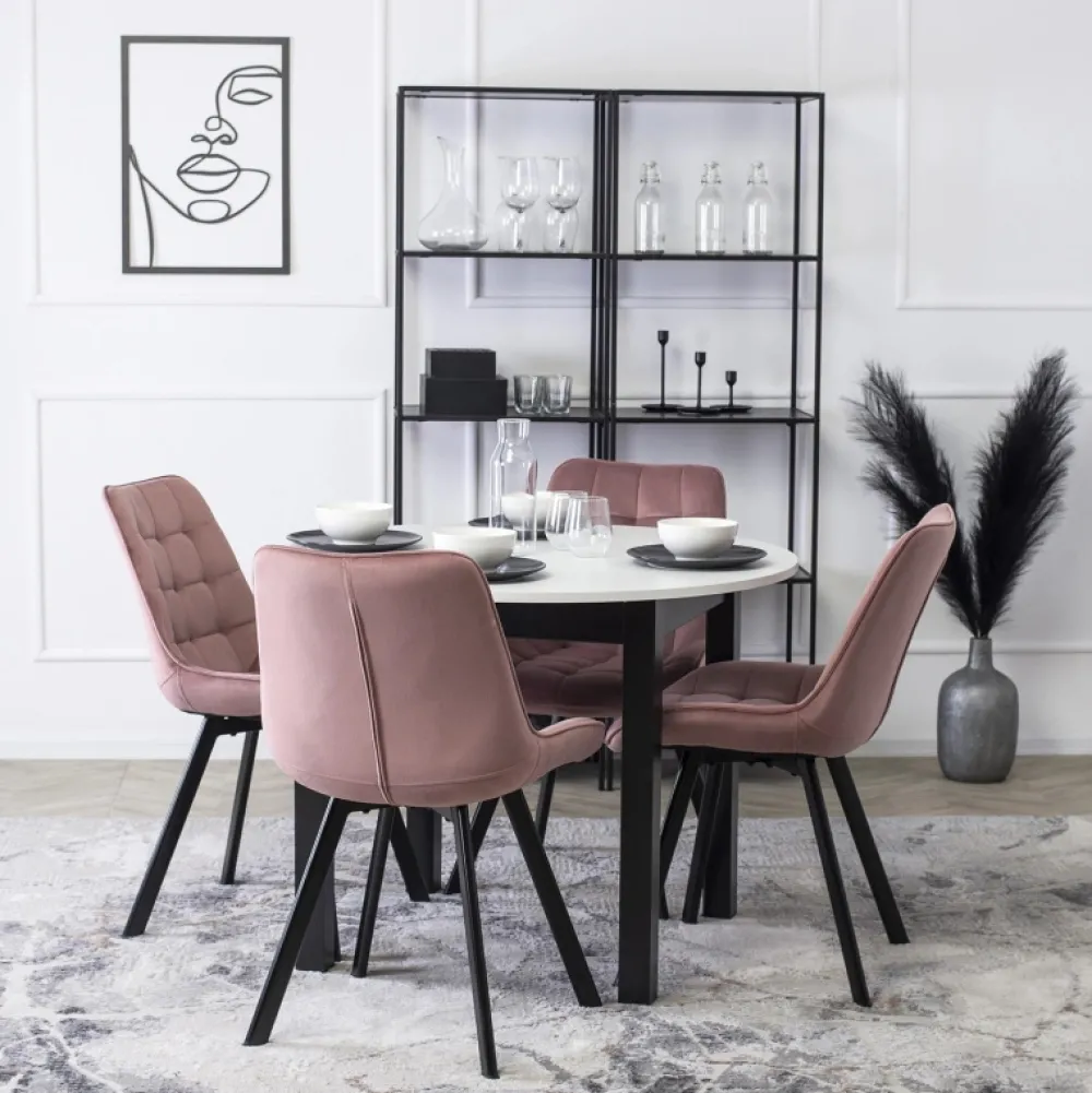 Krzesła Tapicerowane|Krzesła>MEBEL ELITE Krzesło tapicerowane do jadalni welurowe różowe RILLO różowy
