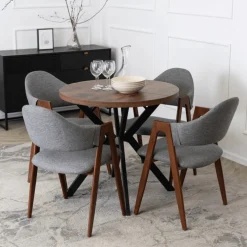 Krzesła|Krzesła Tapicerowane>MEBEL ELITE Krzesło tapicerowane do jadalni orzech RUVI szary