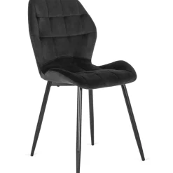 Krzesła Tapicerowane|Krzesła>MEBEL ELITE Krzesło tapicerowane do salonu welurowe czarne LAVIO