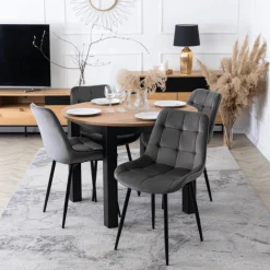 Krzesła Tapicerowane|Krzesła>MEBEL ELITE Krzesło welurowe do jadalni szare CILIO szary