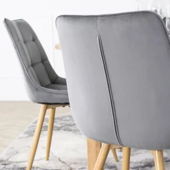 Krzesła Tapicerowane|Krzesła></noscript>MEBEL ELITE Krzesło welurowe tapicerowane do jadalni szare RUFIO