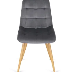 Krzesła Tapicerowane|Krzesła></noscript>MEBEL ELITE Krzesło welurowe tapicerowane do jadalni szare RUFIO