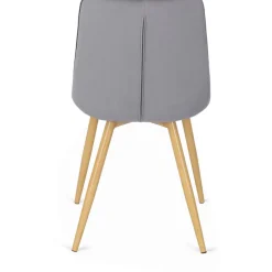 Krzesła Tapicerowane|Krzesła></noscript>MEBEL ELITE Krzesło welurowe tapicerowane do jadalni szare RUFIO