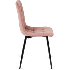 Krzesła Tapicerowane|Krzesła></noscript>MEBEL ELITE Krzesło welurowe tapicerowane do jadalni różowe PAREO