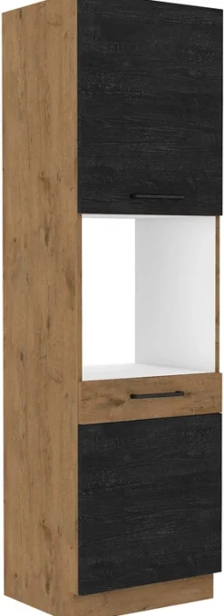 Meble Kuchenne>Lempert Kuchenny słupek z półkami do zabudowy piekarnika 60 cm VIKI ciemne drewno