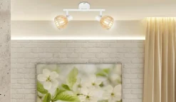Oświetlenie Przedpokoju|Oświetlenie Jadalni>Candellux Lighting Lampa ścienna listwa 2X25W E14 biały + drewno ATARRI