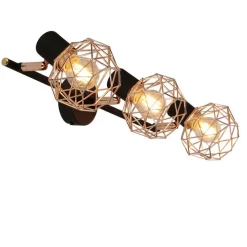 Oświetlenie Przedpokoju|Oświetlenie Jadalni></noscript>Candellux Lighting Lampa ścienna sufitowa listwa potrójna czarna klosz miedziany Acrobat