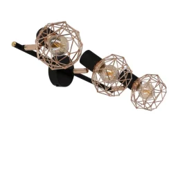 Oświetlenie Przedpokoju|Oświetlenie Jadalni></noscript>Candellux Lighting Lampa ścienna sufitowa listwa potrójna czarna klosz miedziany Acrobat