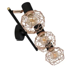 Oświetlenie Przedpokoju|Oświetlenie Jadalni></noscript>Candellux Lighting Lampa ścienna sufitowa listwa potrójna czarna klosz miedziany Acrobat
