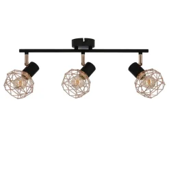 Oświetlenie Przedpokoju|Oświetlenie Jadalni></noscript>Candellux Lighting Lampa ścienna sufitowa listwa potrójna czarna klosz miedziany Acrobat