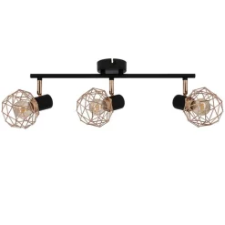 Oświetlenie Przedpokoju|Oświetlenie Jadalni></noscript>Candellux Lighting Lampa ścienna sufitowa listwa potrójna czarna klosz miedziany Acrobat