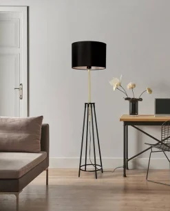 Oświetlenie Jadalni|Oświetlenie Sypialni>Candellux Lighting Lampa podłogowa Tegola matowa czarno-złota