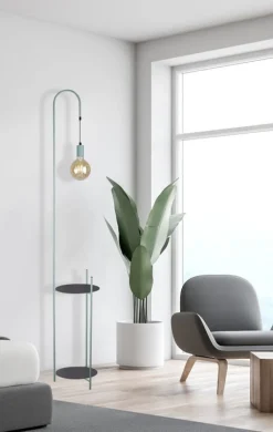 Oświetlenie Jadalni|Oświetlenie Sypialni>Candellux Lighting Lampa podłogowa Walk stolik czarno-zielona