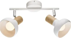 Lampy Wiszące|Oświetlenie Przedpokoju>Candellux Lighting Lampa sufitowa ścienna listwa biała + drewno 2x40W Puerto