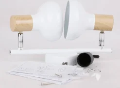 Lampy Wiszące|Oświetlenie Przedpokoju></noscript>Candellux Lighting Lampa sufitowa ścienna listwa biała + drewno 2x40W Puerto