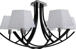 Oświetlenie Przedpokoju|Oświetlenie Jadalni>Candellux Lighting Lampa sufitowa czarna / biały abażur żyrandol 6x40W Valencia