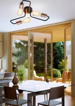 Oświetlenie Przedpokoju|Oświetlenie Jadalni>Candellux Lighting Lampa sufitowa czarna metalowa oprawka 3xE27 Herpe E27