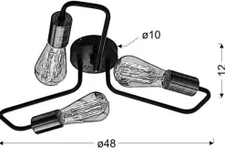 Oświetlenie Przedpokoju|Oświetlenie Jadalni></noscript>Candellux Lighting Lampa sufitowa czarna metalowa oprawka 3xE27 Herpe E27