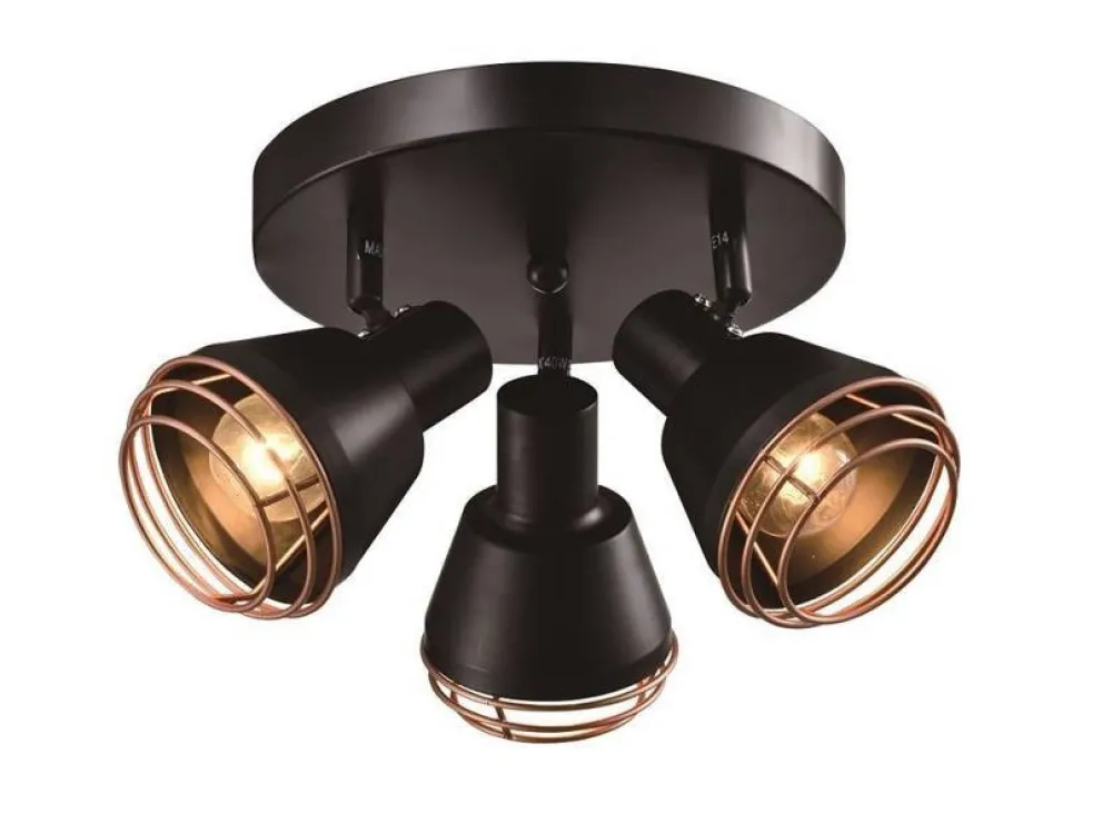 Oświetlenie Przedpokoju|Oświetlenie Jadalni>Candellux Lighting Lampa sufitowa czarna plafon klosz miedziany 3xE14 40W Neria