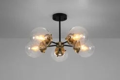 Oświetlenie Przedpokoju|Oświetlenie Jadalni></noscript>Candellux Lighting Lampa sufitowa czarna/patynowa 5xE14 Lens