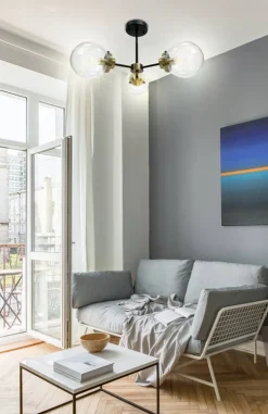 Lampy Wiszące|Oświetlenie Przedpokoju>Candellux Lighting Lampa sufitowa czarna/patynowa 3xE14 Lens