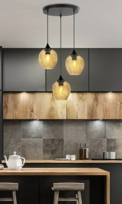 Oświetlenie Jadalni|Oświetlenie Sypialni>Candellux Lighting Lampa sufitowa czarno brązowa talerz 3xE27 Aspa