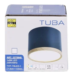 Oświetlenie Przedpokoju|Oświetlenie Jadalni></noscript>Candellux Lighting Lampa sufitowa czarno-drewniana 8,8x7,5cm Tuba