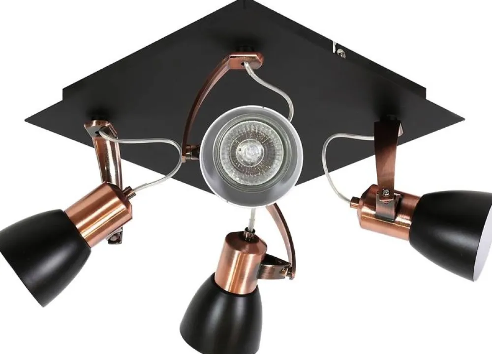 Lampy Sufitowe|Lampy Wiszące>Candellux Lighting Lampa sufitowa czarno-miedziana plafon Markus