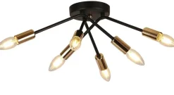 Oświetlenie Jadalni|Oświetlenie Sypialni>Candellux Lighting Lampa sufitowa czarno-złota 6x40W E14 Tiara