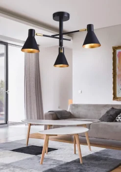 Oświetlenie Przedpokoju|Oświetlenie Jadalni>Candellux Lighting Lampa sufitowa czarno-złota mat regulowana 3x40W Less