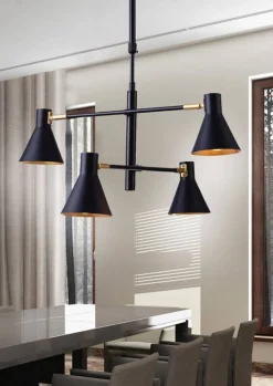 Oświetlenie Przedpokoju|Oświetlenie Jadalni>Candellux Lighting Lampa sufitowa czarno-złota mat regulowana 4x40W Less