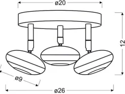 Oświetlenie Przedpokoju|Oświetlenie Sypialni>Candellux Lighting Lampa sufitowa LED 3x6W 26cm SKIPPER PLAFON LED COB GŁÓWKA OKRĄGŁA Z PRZEGUBEM CHROM
