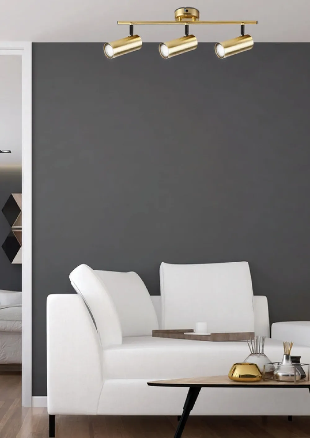 Oświetlenie Przedpokoju|Oświetlenie Jadalni>Candellux Lighting Lampa sufitowa mosiądz Colly listwa ścienna 3xGU10