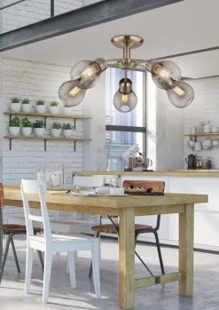 Oświetlenie Jadalni|Oświetlenie Sypialni>Candellux Lighting Lampa sufitowa patynowa druciany abażur 5x60W Gliva