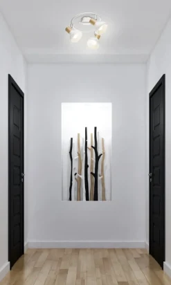 Oświetlenie Przedpokoju|Oświetlenie Jadalni>Candellux Lighting Lampa sufitowa spirala metal biała + drewno 3E14 Puerto