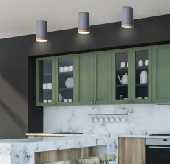 Oświetlenie Przedpokoju|Oświetlenie Łazienki>Candellux Lighting Lampa sufitowa szaro-drewniana 8,8x15cm Tuba