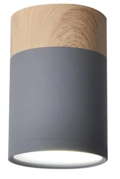 Oświetlenie Przedpokoju|Oświetlenie Łazienki>Candellux Lighting Lampa sufitowa szaro-drewniana 1xGU10 6,8x10cm Tuba