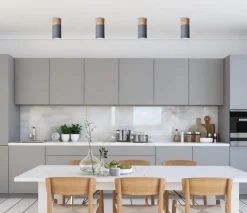 Oświetlenie Przedpokoju|Oświetlenie Jadalni>Candellux Lighting Lampa sufitowa szaro-drewniana 6,8x15cm Tuba