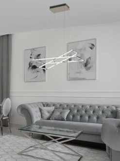 Oświetlenie Sypialni|Oświetlenie Salonu></noscript>Apeti LAMPA SUFITOWA WISZĄCA KSEROS LED SREBRNO SZARY 4000K