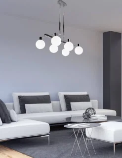 Oświetlenie Przedpokoju|Oświetlenie Jadalni>Candellux Lighting Lampa sufitowa wisząca chrom/biała 6 Maldus