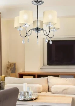 Oświetlenie Przedpokoju|Oświetlenie Jadalni>Candellux Lighting Lampa sufitowa wisząca chromowa żyrandol 5x40W Estera